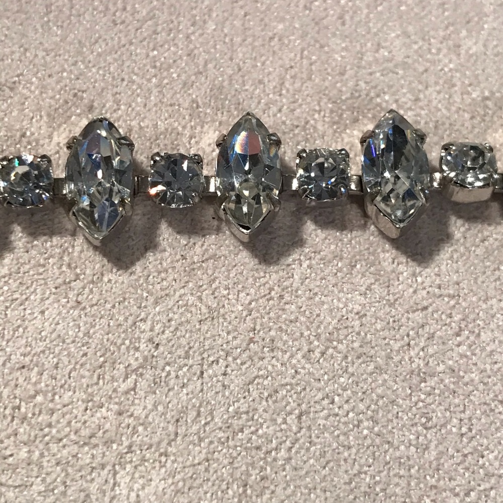 Vintage 50s Crystal Clear Rhinestone Bracelet 7.5”